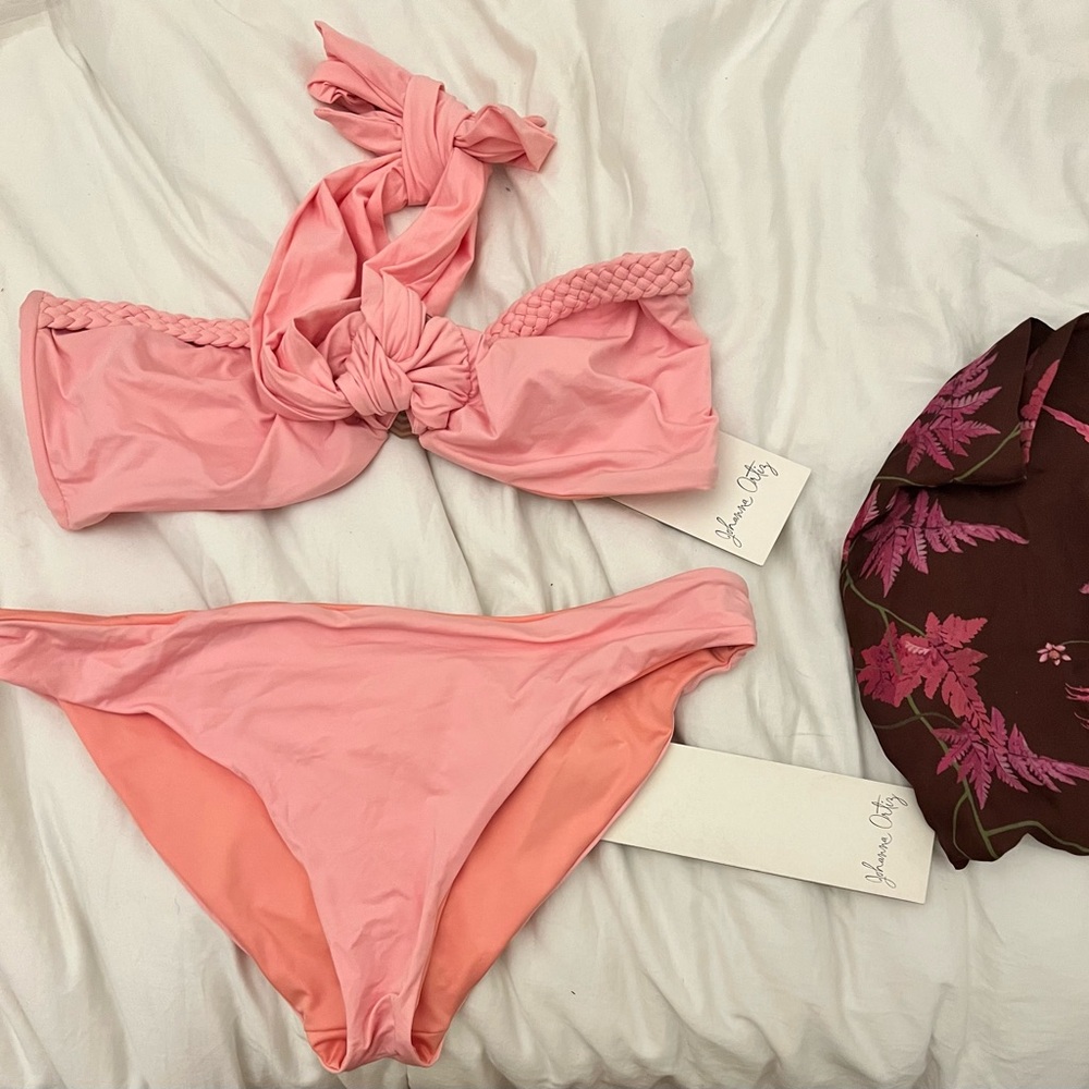Johanna Ortiz coral/pink Bikini Set NWT and set pouch